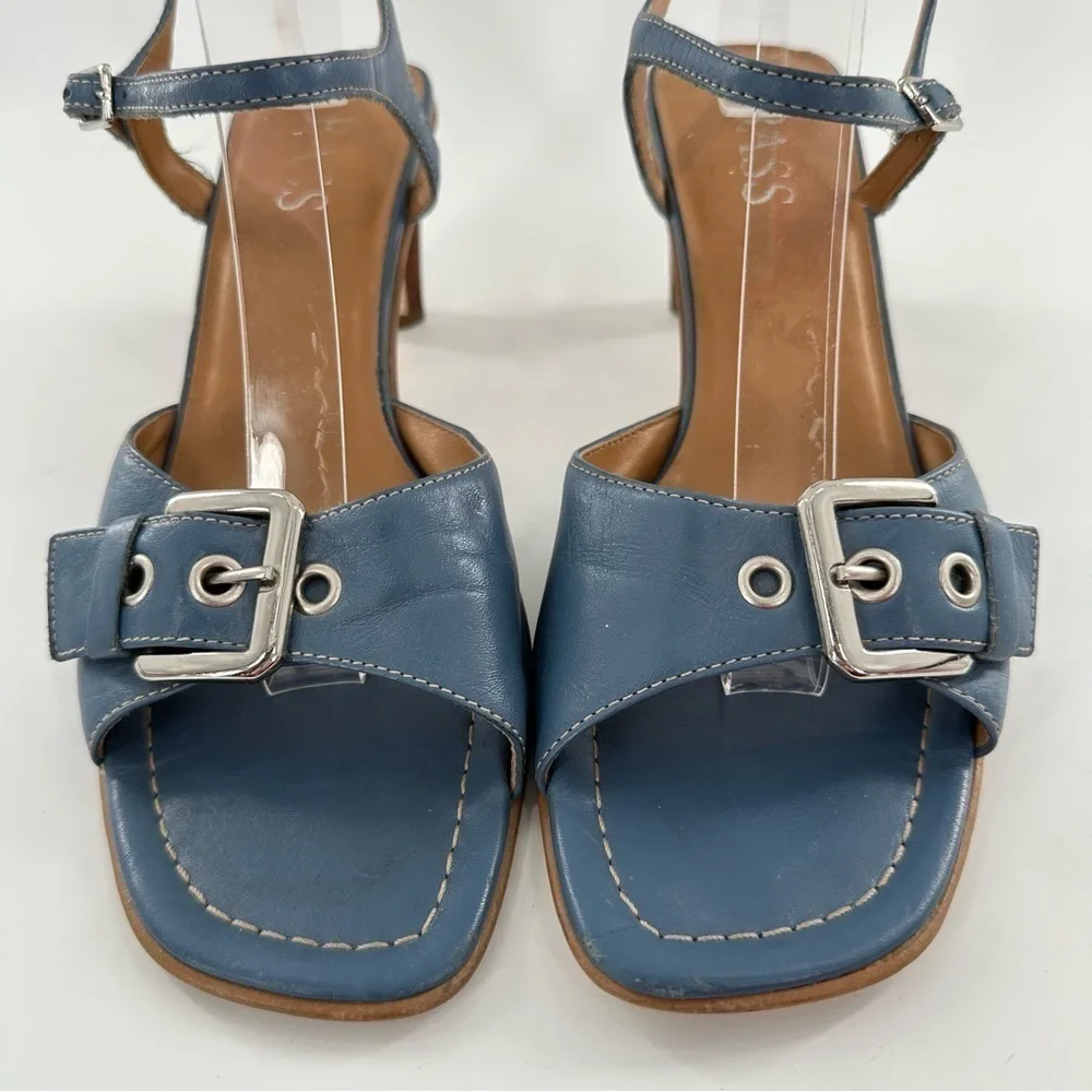 Bass womens heels size 8 cornflower blue leather buckle vintage 90s Y2k